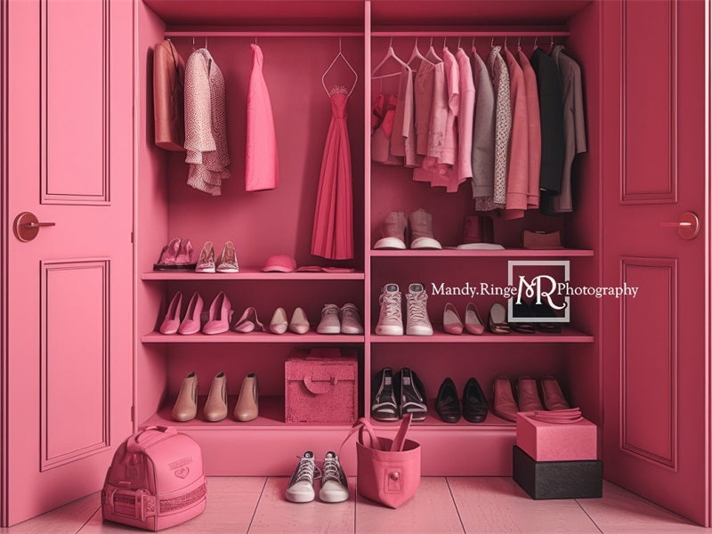Kate Pink Doll Accessory Closet Backdrop Designed by Mandy Ringe Photography - Kate Backdrop AU