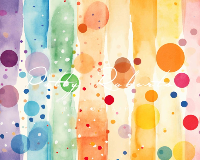 Kate Colorful Polka Dots and Stripes Birthday Backdrop Designed by Patty Robertss - Kate Backdrop AU