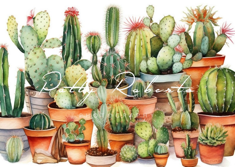 Kate Watercolor Cactuses Backdrop Designed by Patty Robertss - Kate Backdrop AU