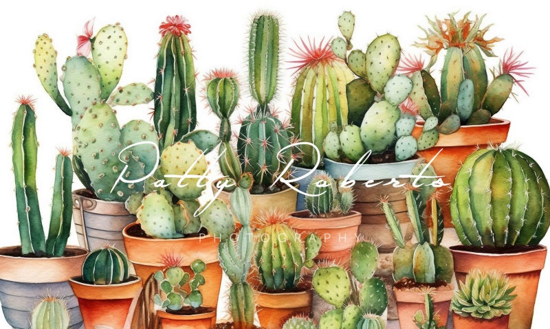 Kate Watercolor Cactuses Backdrop Designed by Patty Robertss - Kate Backdrop AU