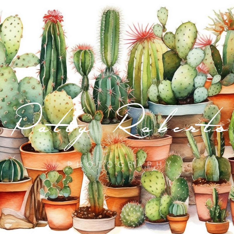 Kate Watercolor Cactuses Backdrop Designed by Patty Robertss - Kate Backdrop AU