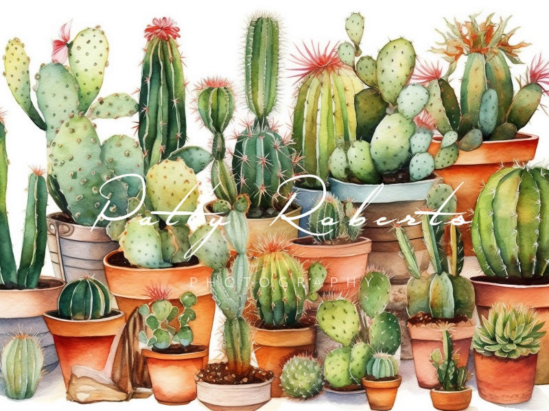 Kate Watercolor Cactuses Backdrop Designed by Patty Robertss - Kate Backdrop AU