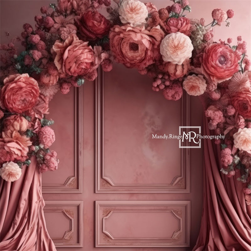 Kate Pink Floral Arch Wall Fabric Backdrop Designed by Mandy Ringe Photography - Kate Backdrop AU