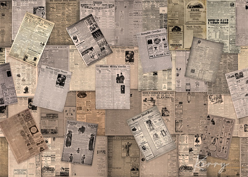Kate Retro Old Vintage Newspaper Wall Backdrop for Photography Designed by Kerry Anderson - Kate Backdrop AU