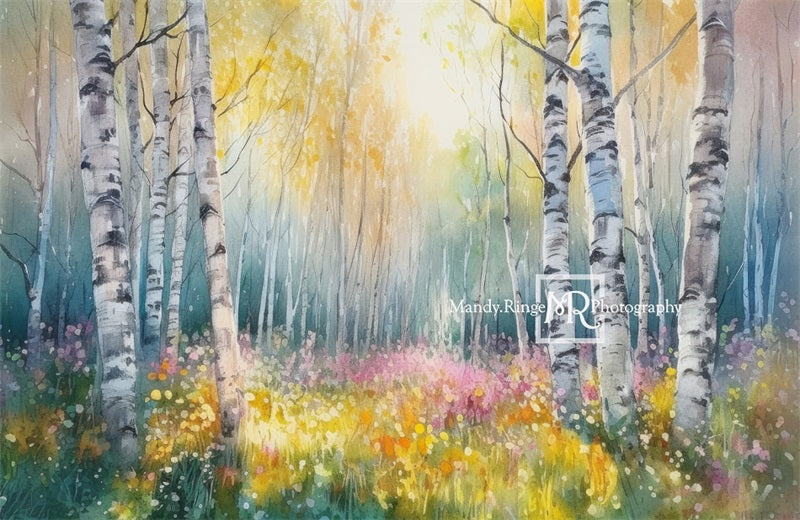 Kate Watercolor Spring Forest Backdrop Designed by Mandy Ringe Photography - Kate Backdrop AU