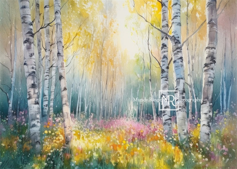 Kate Watercolor Spring Forest Backdrop Designed by Mandy Ringe Photography - Kate Backdrop AU