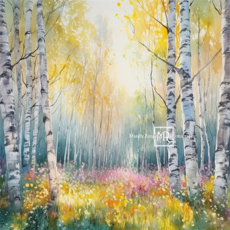 Kate Watercolor Spring Forest Backdrop Designed by Mandy Ringe Photography - Kate Backdrop AU