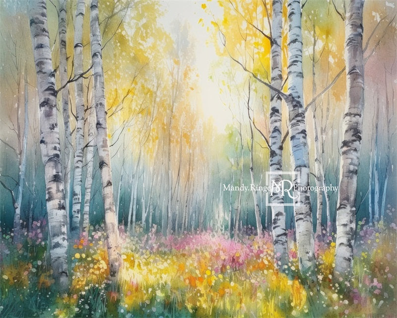 Kate Watercolor Spring Forest Backdrop Designed by Mandy Ringe Photography - Kate Backdrop AU