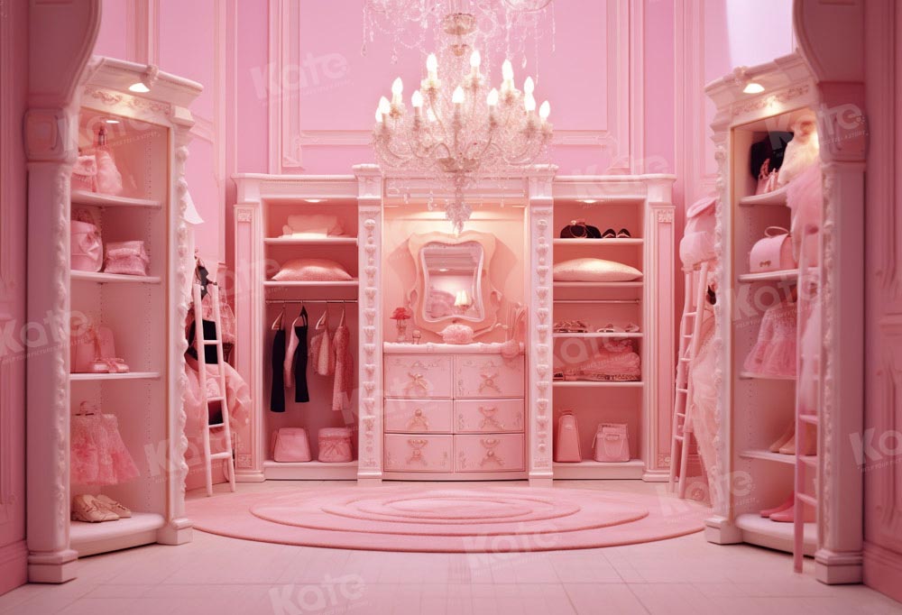 Kate Princess Doll Fantasy Pink Wardrobe Fleece Backdrop Designed by Chain Photography