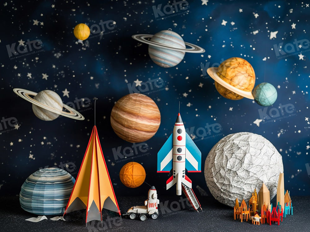 Kate Cosmic Planet Rocket Backdrop for Photography - Kate Backdrop AU