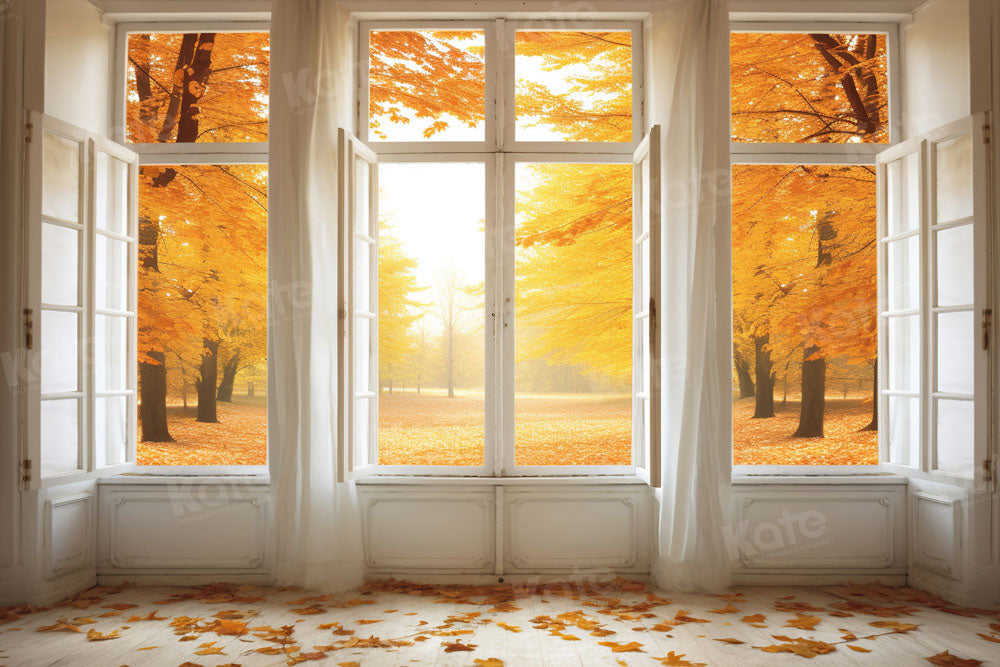 Kate Autumn Woods House Backdrop Fallen Leaves Designed by Chain Photography - Kate Backdrop AU
