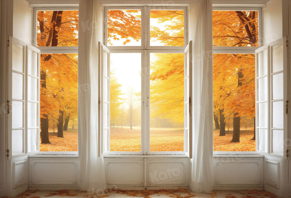Kate Autumn Woods House Backdrop Fallen Leaves Designed by Chain Photography - Kate Backdrop AU