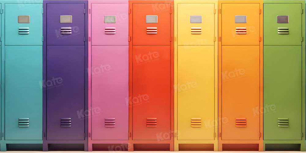 Kate Rainbow Colorful Cabinet Locker Backdrop Back to School Designed by Chain Photography