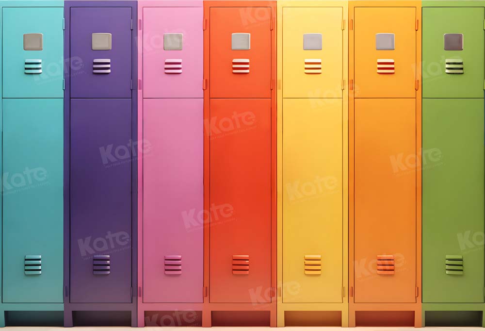 Kate Rainbow Colorful Cabinet Locker Backdrop Back to School Designed by Chain Photography - Kate Backdrop AU