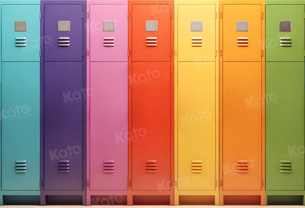 Kate Rainbow Colorful Cabinet Locker Backdrop Back to School Designed by Chain Photography