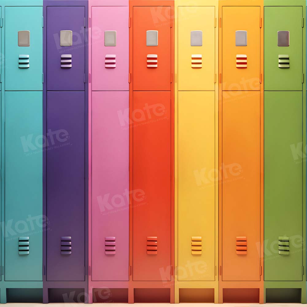 Kate Rainbow Colorful Cabinet Locker Backdrop Back to School Designed by Chain Photography