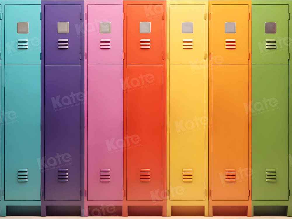 Kate Rainbow Colorful Cabinet Locker Backdrop Back to School Designed by Chain Photography