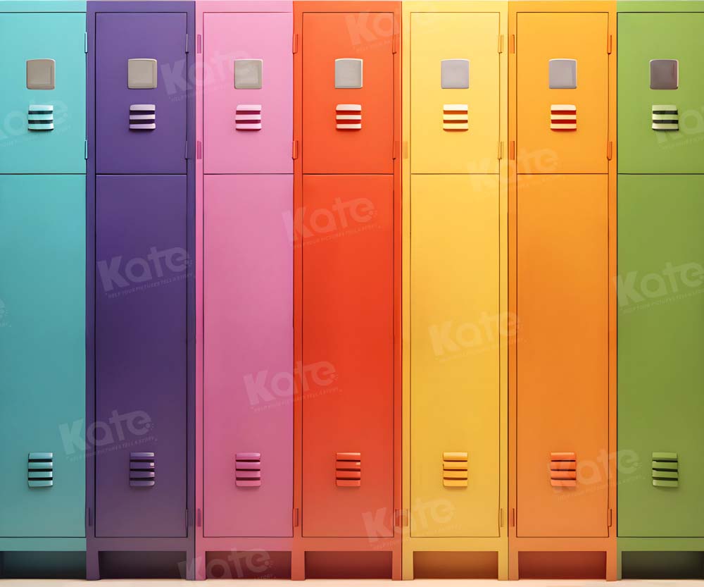 Kate Rainbow Colorful Cabinet Locker Backdrop Back to School Designed by Chain Photography