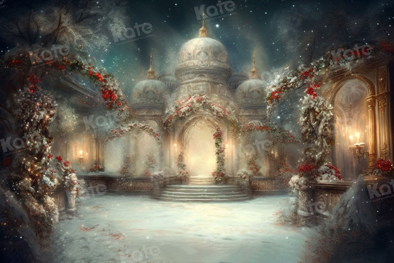 Kate Christmas Snow Building Backdrop Light Festival for Photography - Kate Backdrop AU