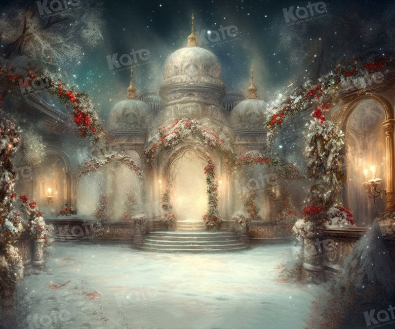Kate Christmas Snow Building Backdrop Light Festival for Photography - Kate Backdrop AU