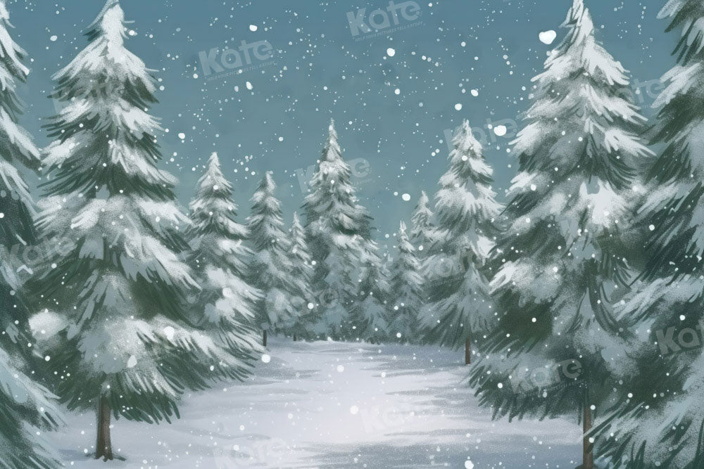 Kate Winter Christmas Outdoor Forest Trees Backdrop Designed by GQ - Kate Backdrop AU