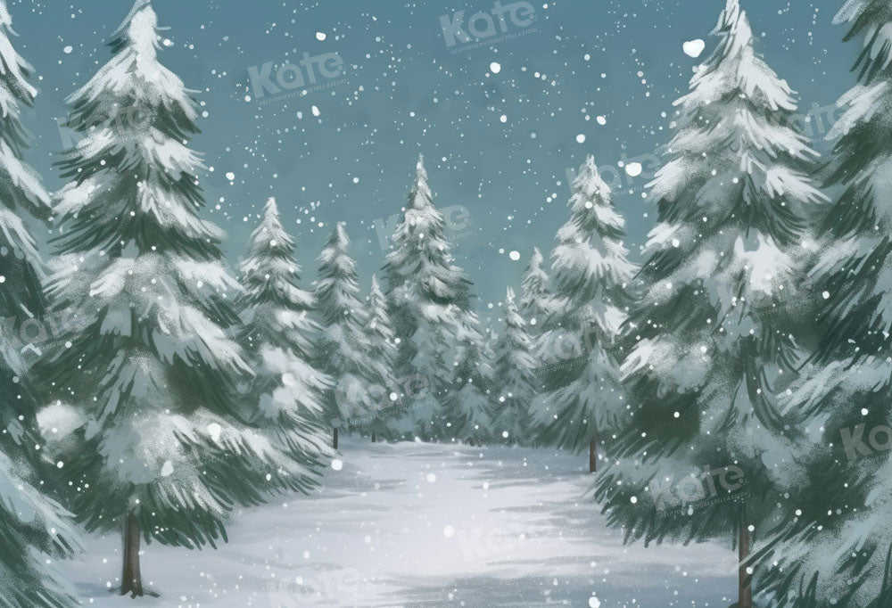 Kate Winter Christmas Outdoor Forest Trees Backdrop Designed by GQ - Kate Backdrop AU