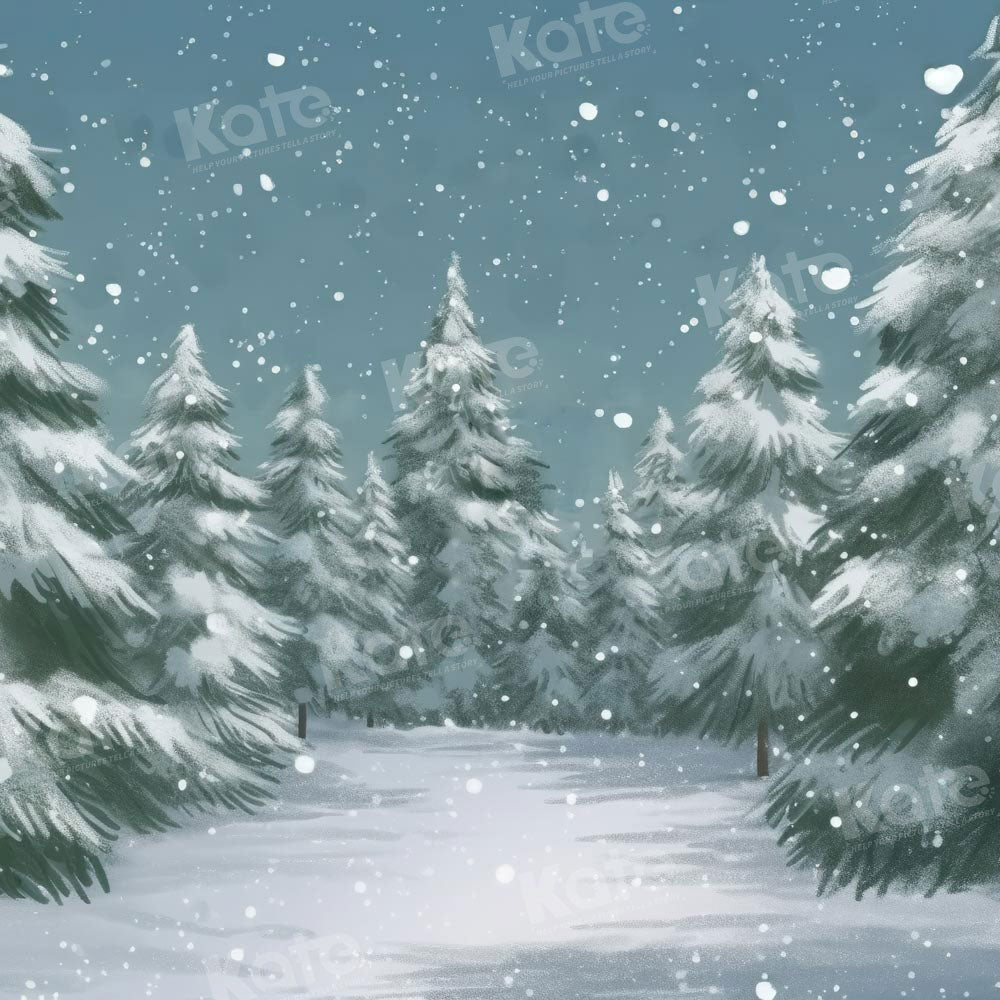 Kate Winter Christmas Outdoor Forest Trees Backdrop Designed by GQ - Kate Backdrop AU