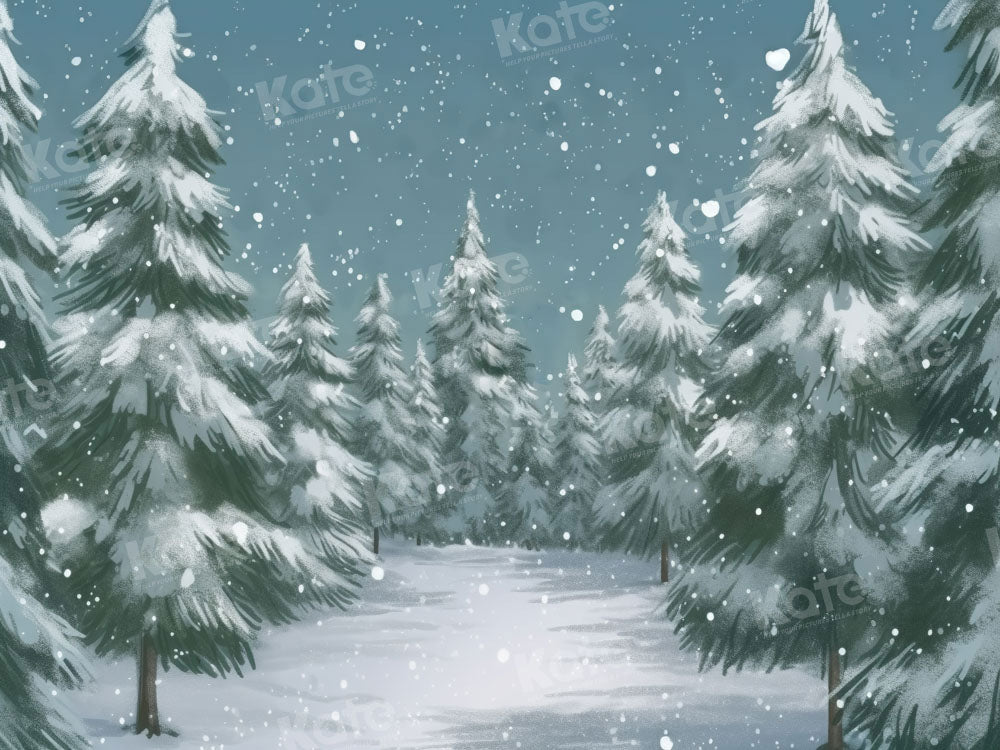 Kate Winter Christmas Outdoor Forest Trees Backdrop Designed by GQ - Kate Backdrop AU