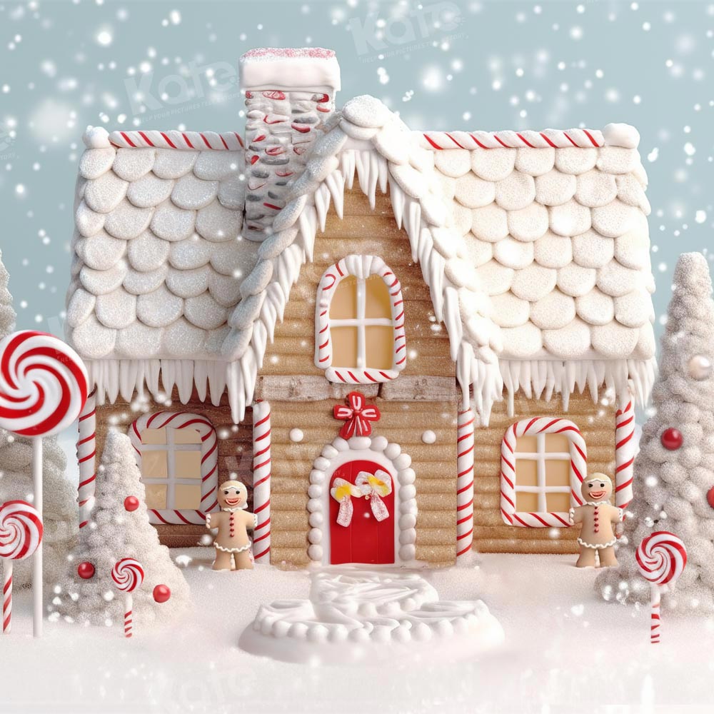 Kate Christmas Candy Backdrop Snow House Designed by Chain Photography