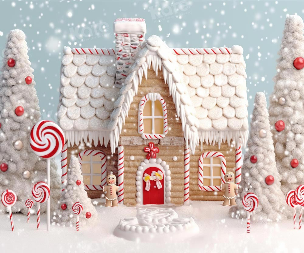 Kate Christmas Candy Backdrop Snow House Designed by Chain Photography