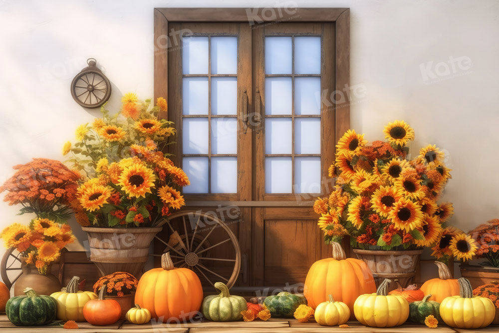 Kate Autumn Pumpkin Sunflowers Backdrop Designed by Chain Photography