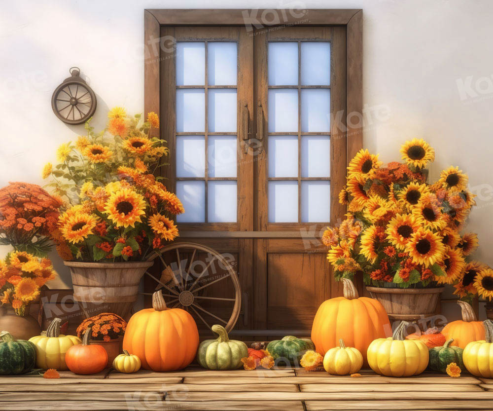 Kate Autumn Pumpkin Sunflowers Backdrop Designed by Chain Photography