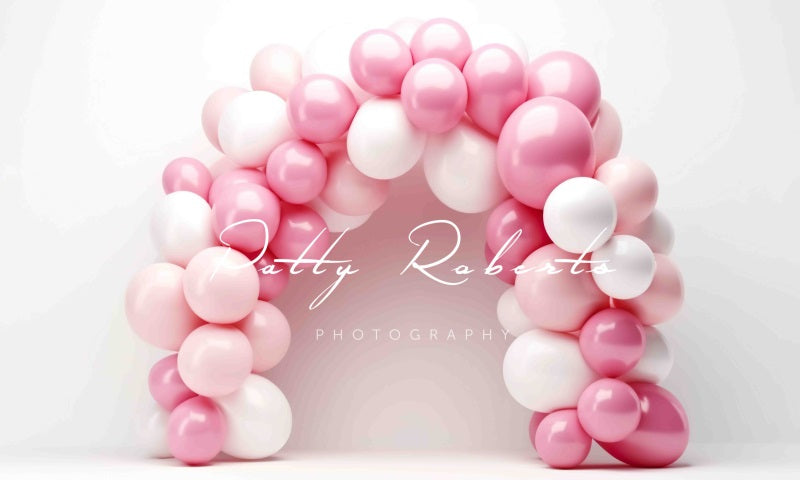 Kate Pink White Baloons Arch Backdrop Designed by Patty Robertss - Kate Backdrop AU