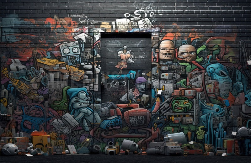Kate Robot Fantasy Grafitti Wall Backdrop Designed by Angela Marie Photography - Kate Backdrop AU