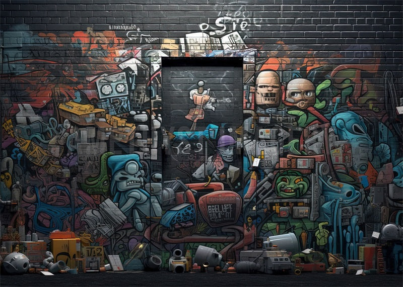 Kate Robot Fantasy Grafitti Wall Backdrop Designed by Angela Marie Photography - Kate Backdrop AU