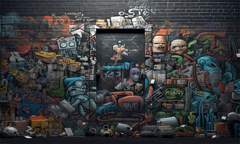 Kate Robot Fantasy Grafitti Wall Backdrop Designed by Angela Marie Photography - Kate Backdrop AU