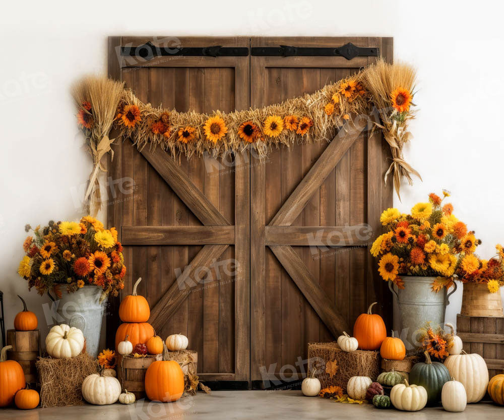 Kate Fall Pumpkin Barn Door Backdrop Designed by Chain Photography - Kate Backdrop AU