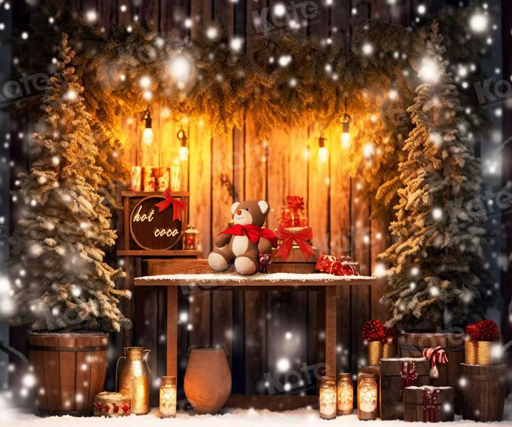 Kate Christmas Bear Hot Cocoa Backdrop Designed by Chain Photography - Kate Backdrop AU