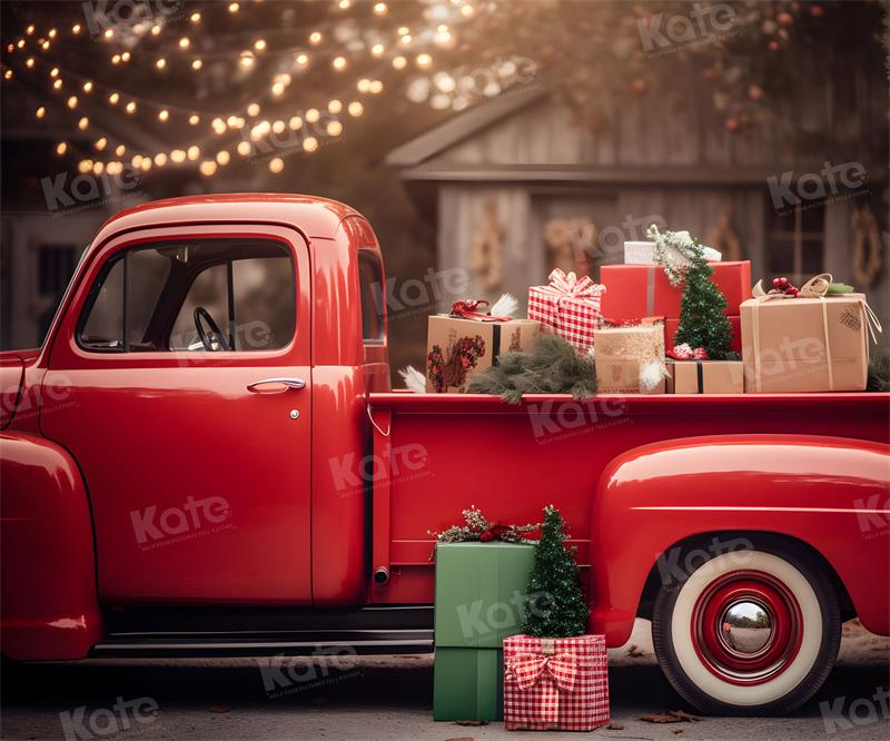 Kate Christmas Gift Red Truck Backdrop for Photography - Kate Backdrop AU