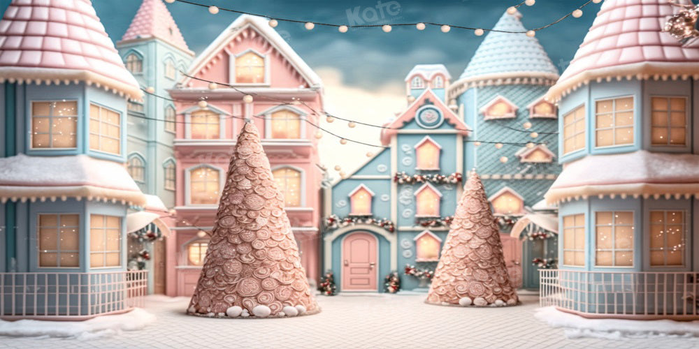 Kate Winter Christmas Town Backdrop for Photography - Kate Backdrop AU