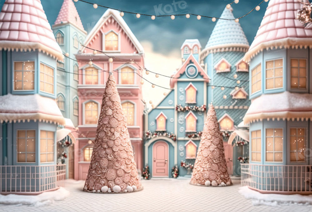 Kate Winter Christmas Town Backdrop for Photography