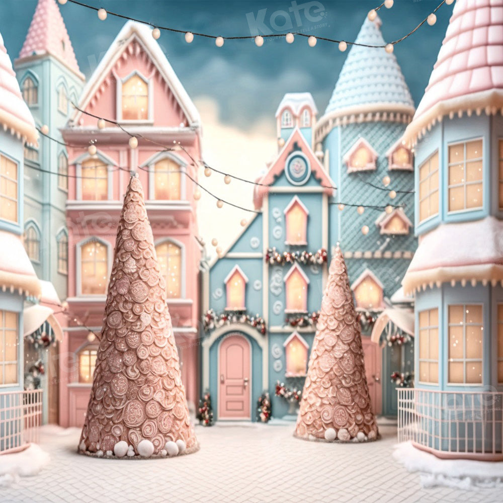 Kate Winter Christmas Town Backdrop for Photography - Kate Backdrop AU
