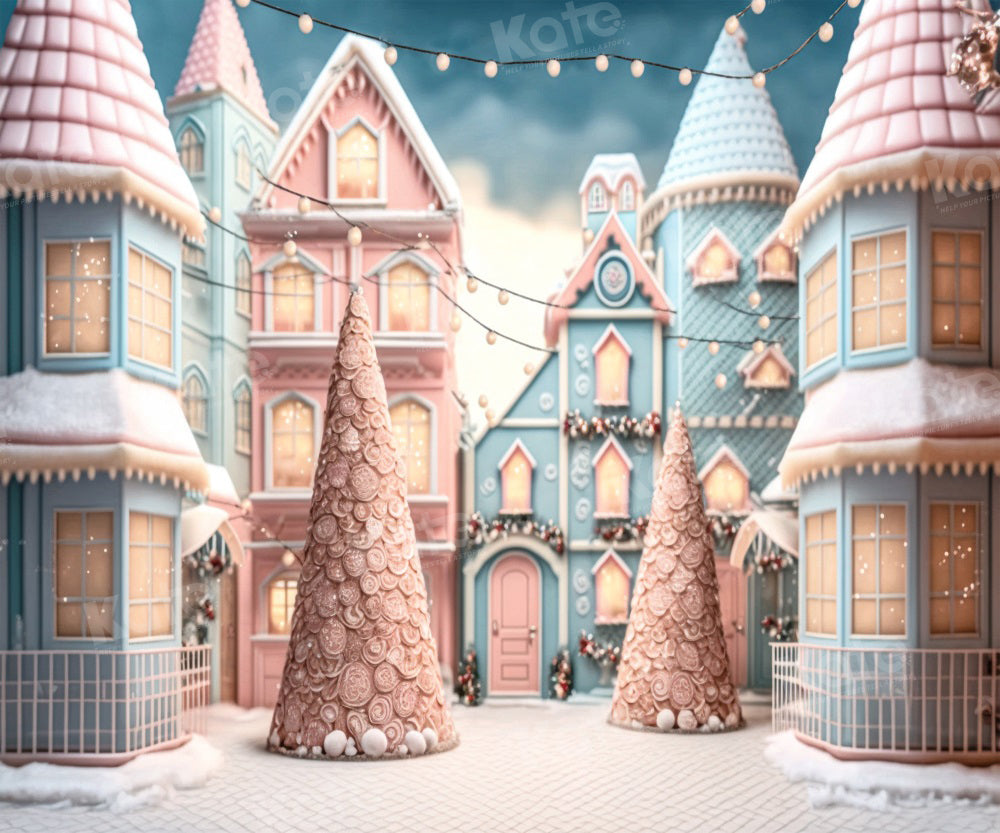 Kate Winter Christmas Town Backdrop for Photography - Kate Backdrop AU