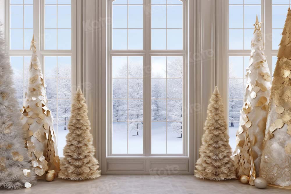 Kate Golden Christmas Tree Window Backdrop Designed by Chain Photography - Kate Backdrop AU