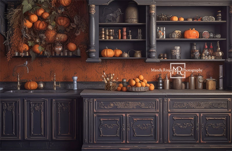 Kate Autumn Kitchen Pumpkins Backdrop Designed by Mandy Ringe Photography