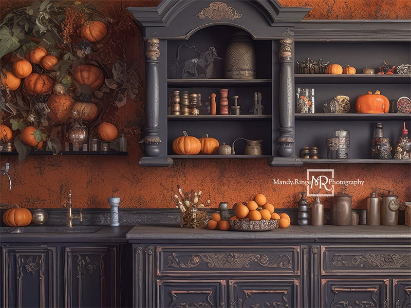 Kate Autumn Kitchen Pumpkins Backdrop Designed by Mandy Ringe Photography