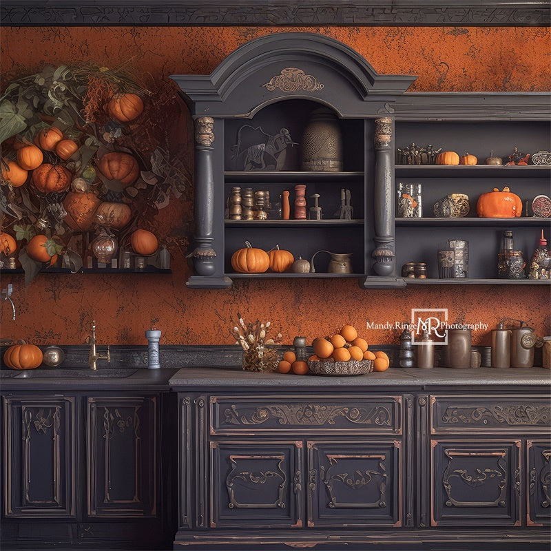 Kate Autumn Kitchen Pumpkins Backdrop Designed by Mandy Ringe Photography