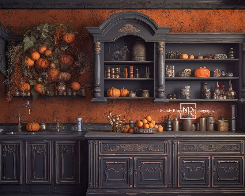 Kate Autumn Kitchen Pumpkins Backdrop Designed by Mandy Ringe Photography - Kate Backdrop AU