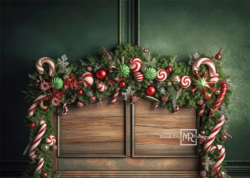 Kate Green Christmas Headboard Backdrop Candy Cane Designed by Mandy Ringe Photography