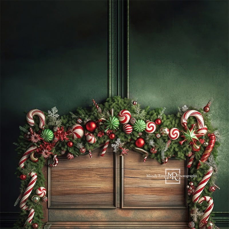 Kate Green Christmas Headboard Backdrop Candy Cane Designed by Mandy Ringe Photography
